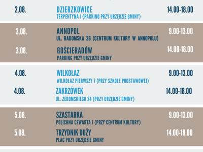 Harmonogram trasy szczepieniobusa w powiecie kraśnickim