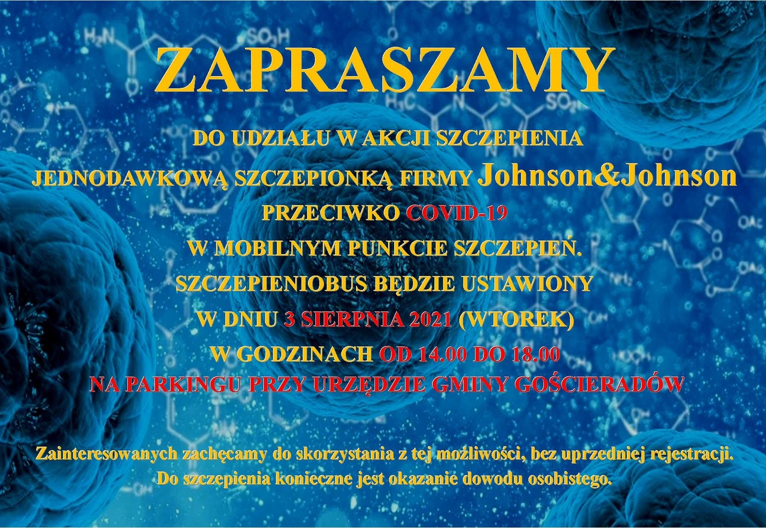 Zaproszenie na szczepienie przeciwko COVID - 19