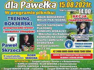 Plakat IX Wakacyjnego Piknik na Stawku ,,Gramy i walczymy dla Pawełka"