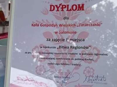 Dyplom Koła Gospodyń Wiejskich Salomin