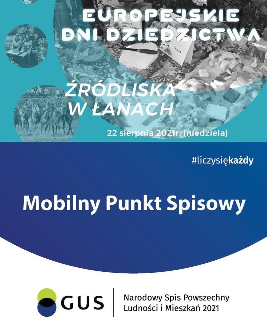 Plakat informujący o Mobilnym Punkcie Spisowym na EDD w Łanach