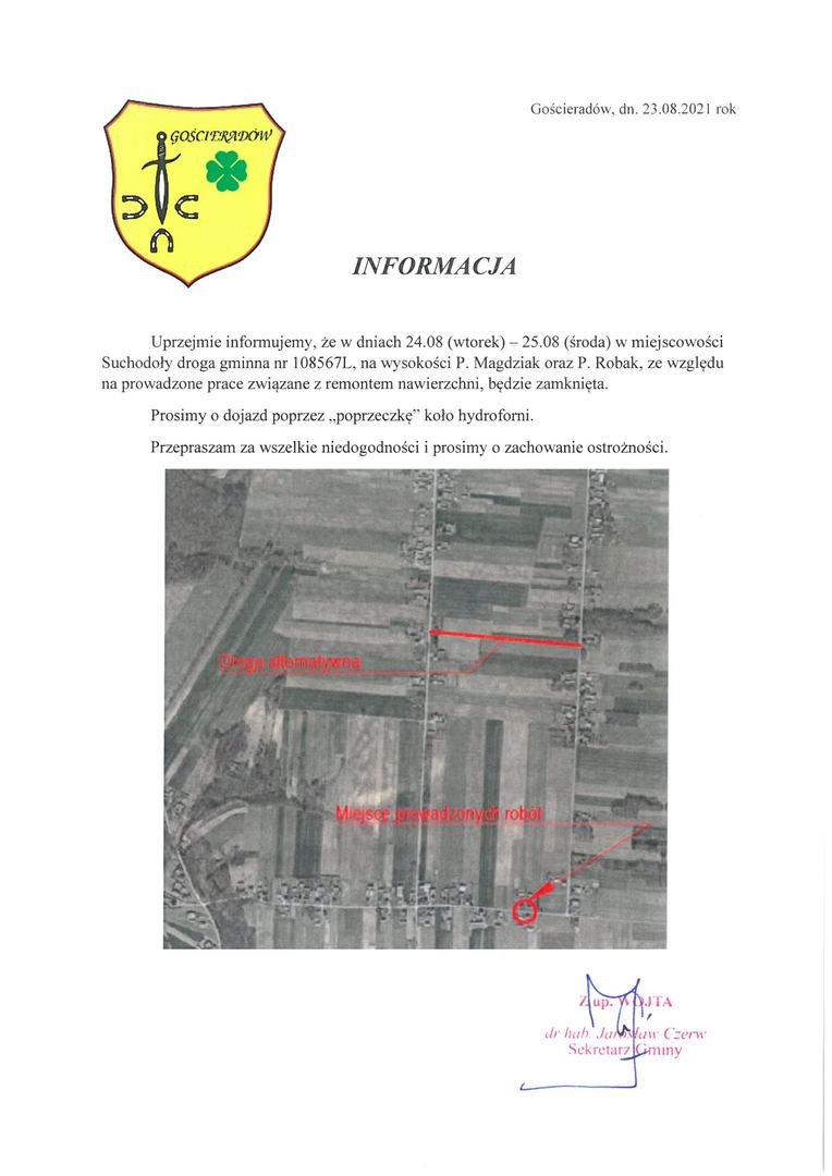 Treść informacji wraz z mapką