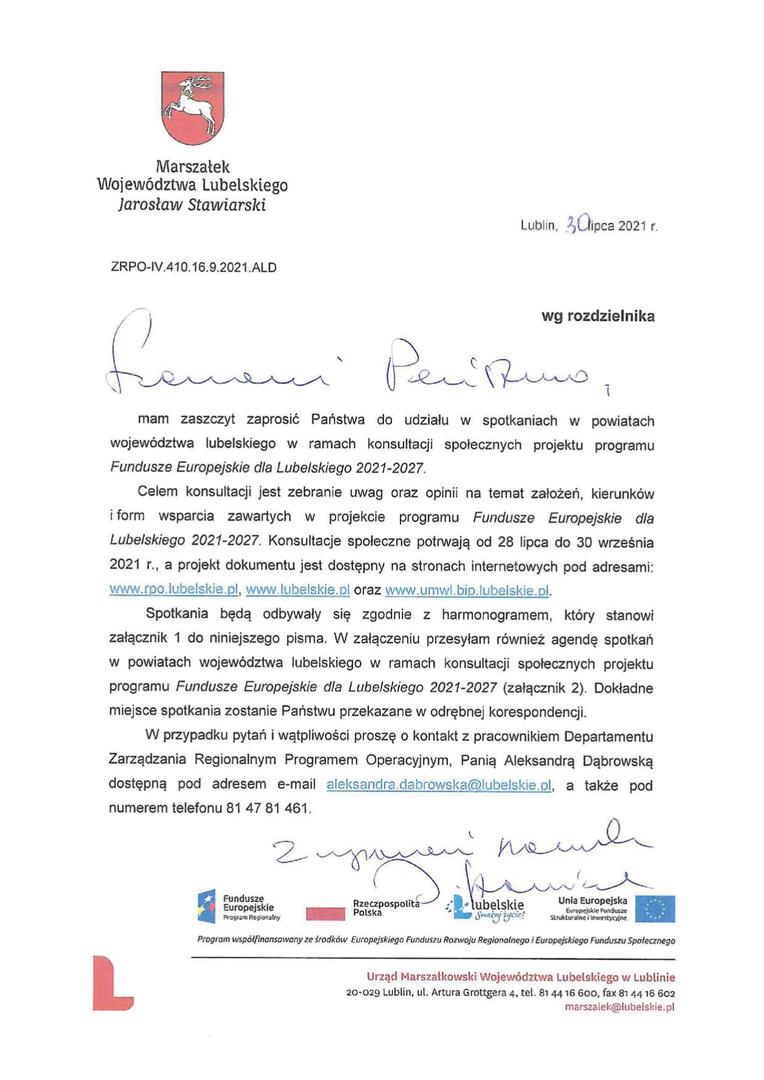 Zdjęcie przedstawiajace treść pisma