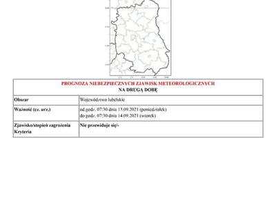 PROGNOZA NIEBEZPIECZNYCH ZJAWISK METEOROLOGICZNYCH