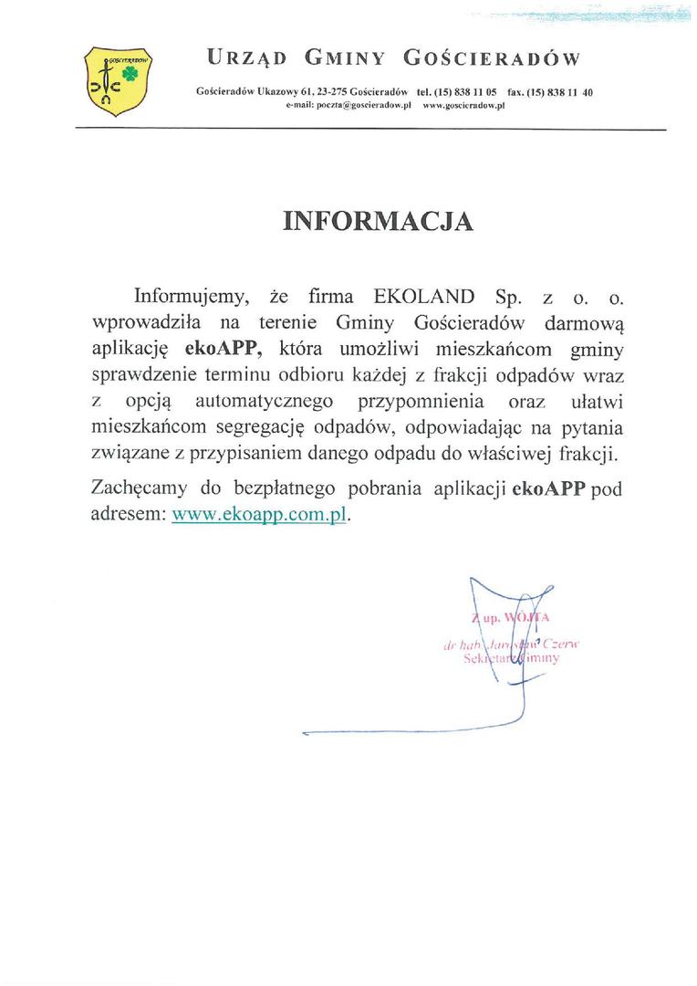 Obraz przedstawiający dokument z treścią informacji