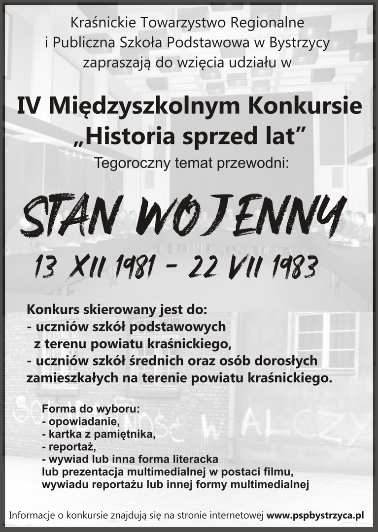 Plakat Konkursu w tle zdjęcia z okresu wojny