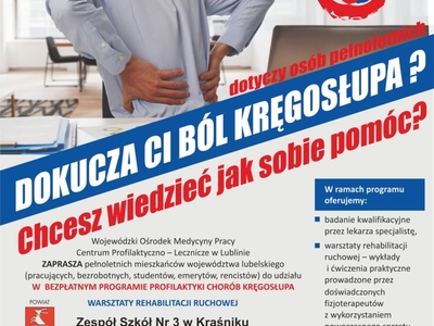 Zdjęcie plakatu przedstawiającego ból kręgosłupa