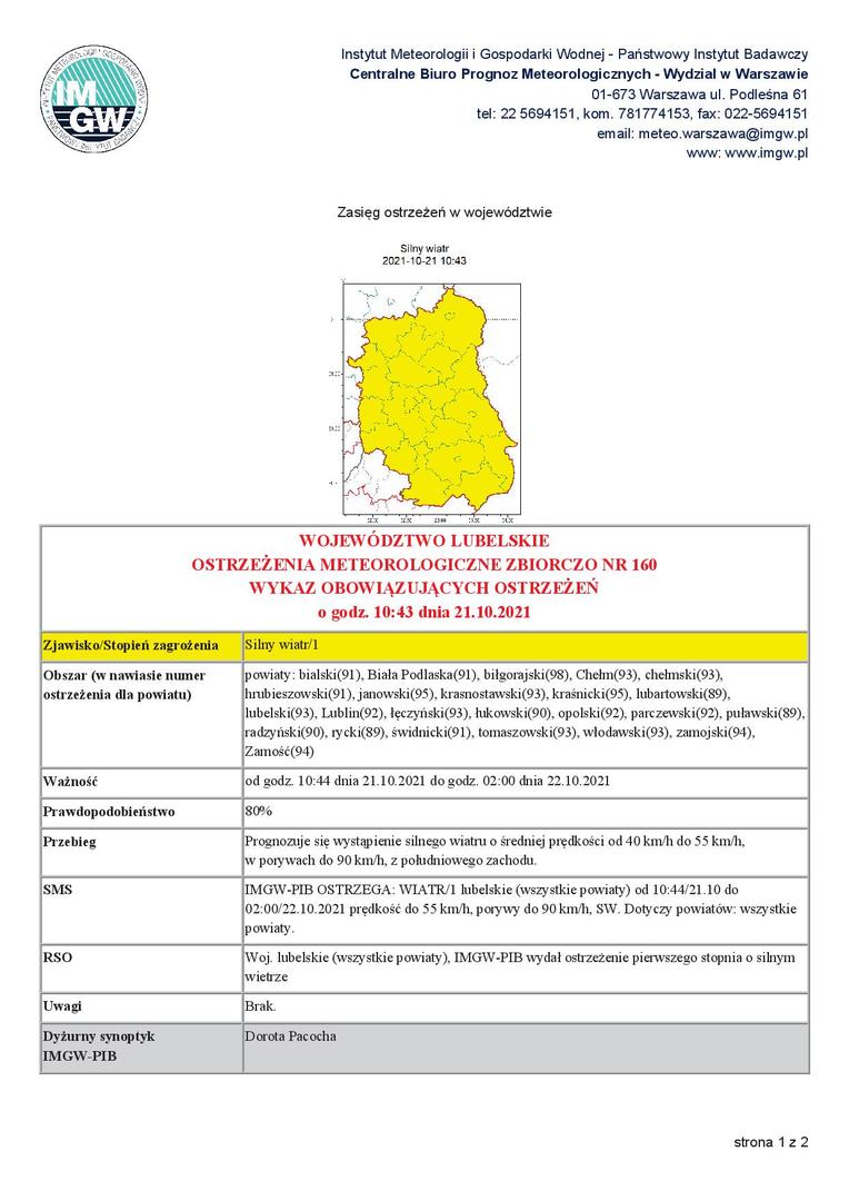 Grafika zawierająca treść ostrzeżenia