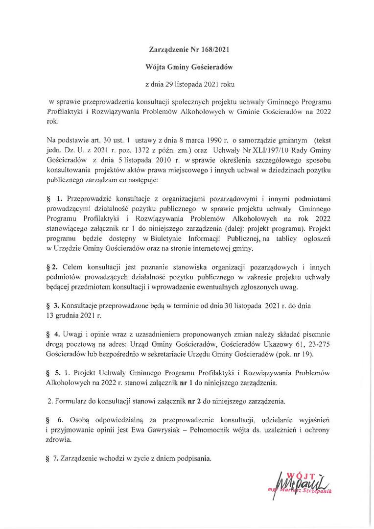 Zdjęcie zarządzenia
