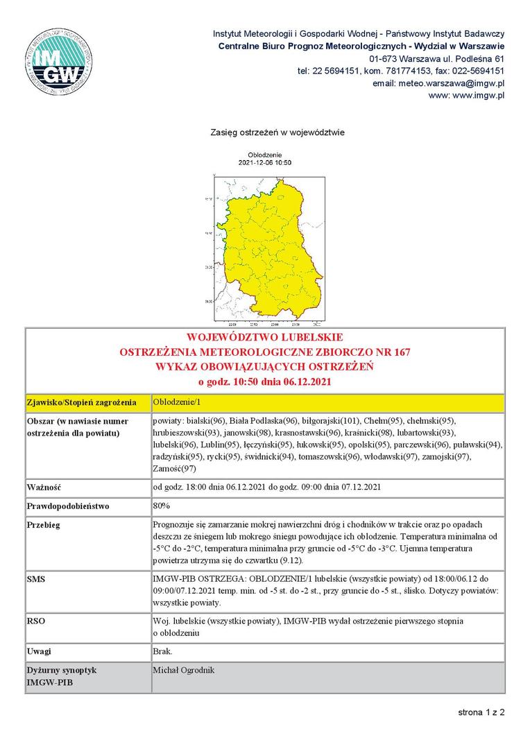 Grafika przedstawiająca treść ostrzeżenia