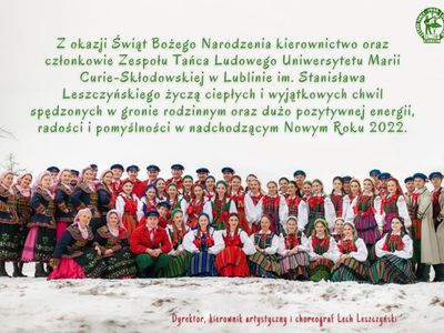 Zdjęcie Zespołu Tańca Ludowego wraz z życzeniami