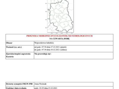 Zdjęcie PROGNOZY NIEBEZPIECZNYCH ZJAWISK METEOROLOGICZNYCH