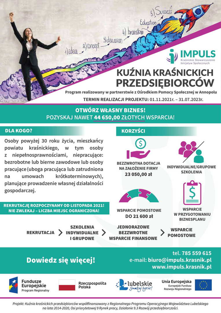 Zdjęcie plakatu z kobietą i rakietą