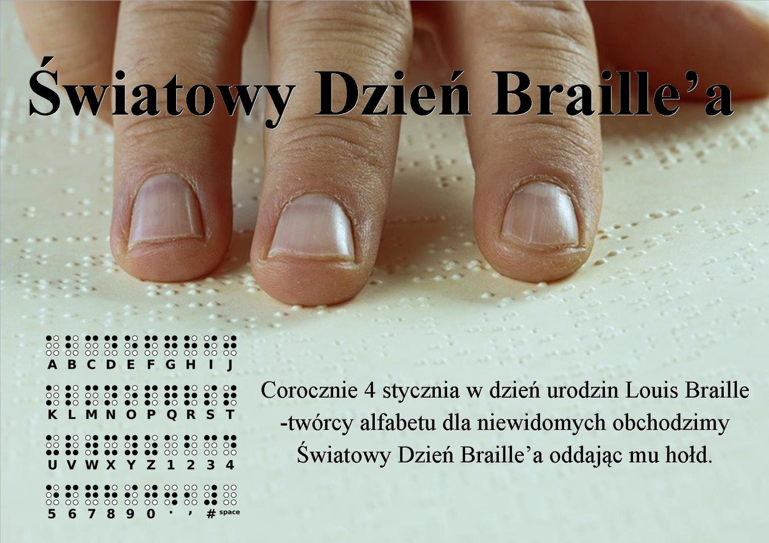 Zdjęcia przedstawiające czytanie Braille'a