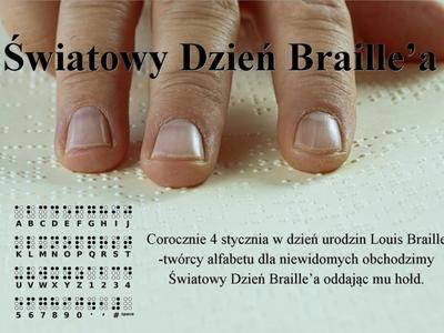 Zdjęcia przedstawiające czytanie Braille'a
