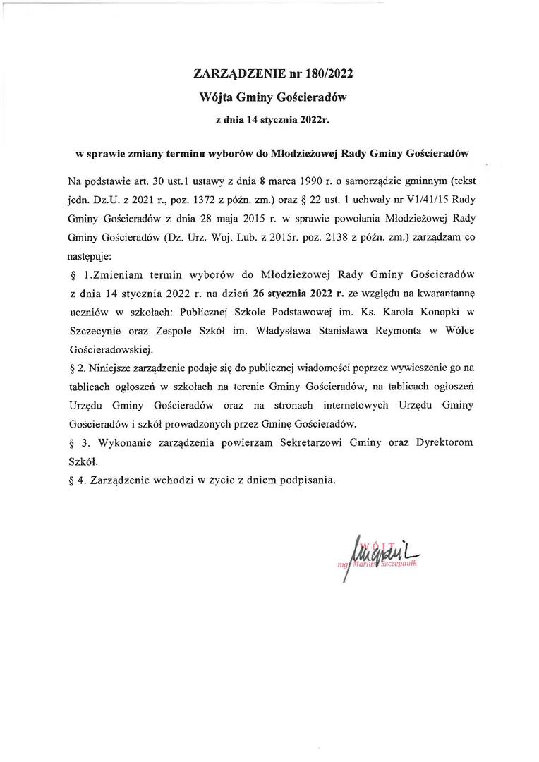 Zdjęcie zarządzenia