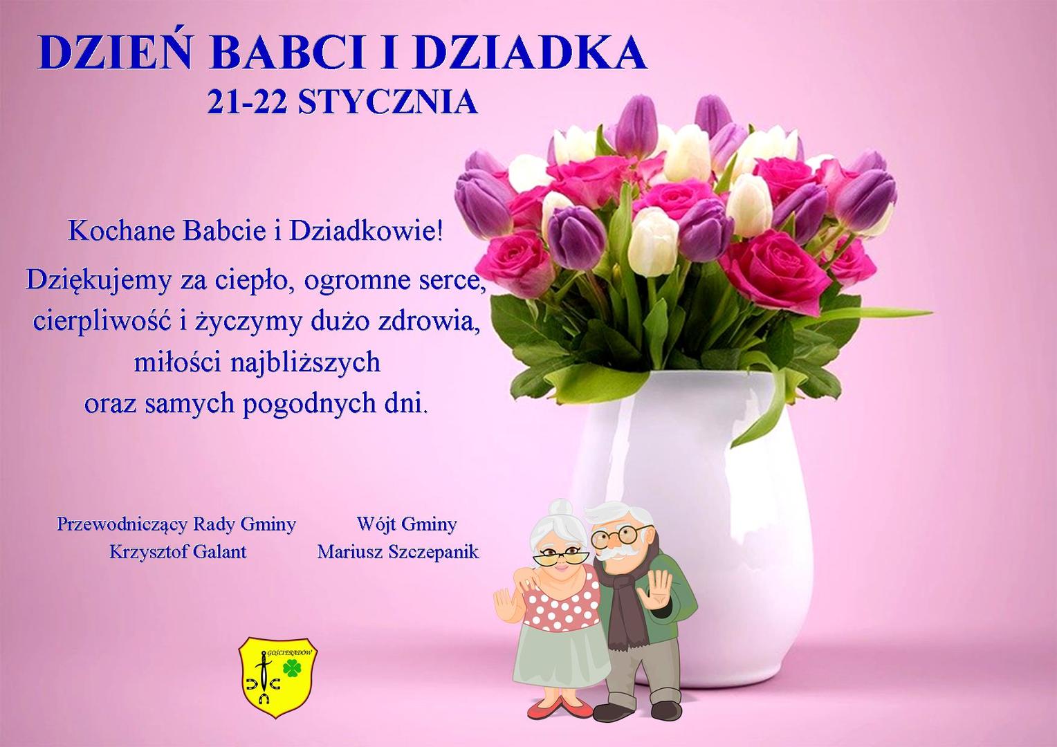 Zdjęcie bukietu kwiatów i dziadków