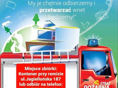 Zdjęcie samochodu strażackiego z elektrośmieciami