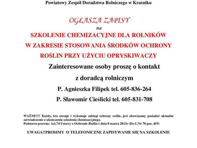 Grafika przedstawiajaca logo ośrodka oraz treść ogłoszenia