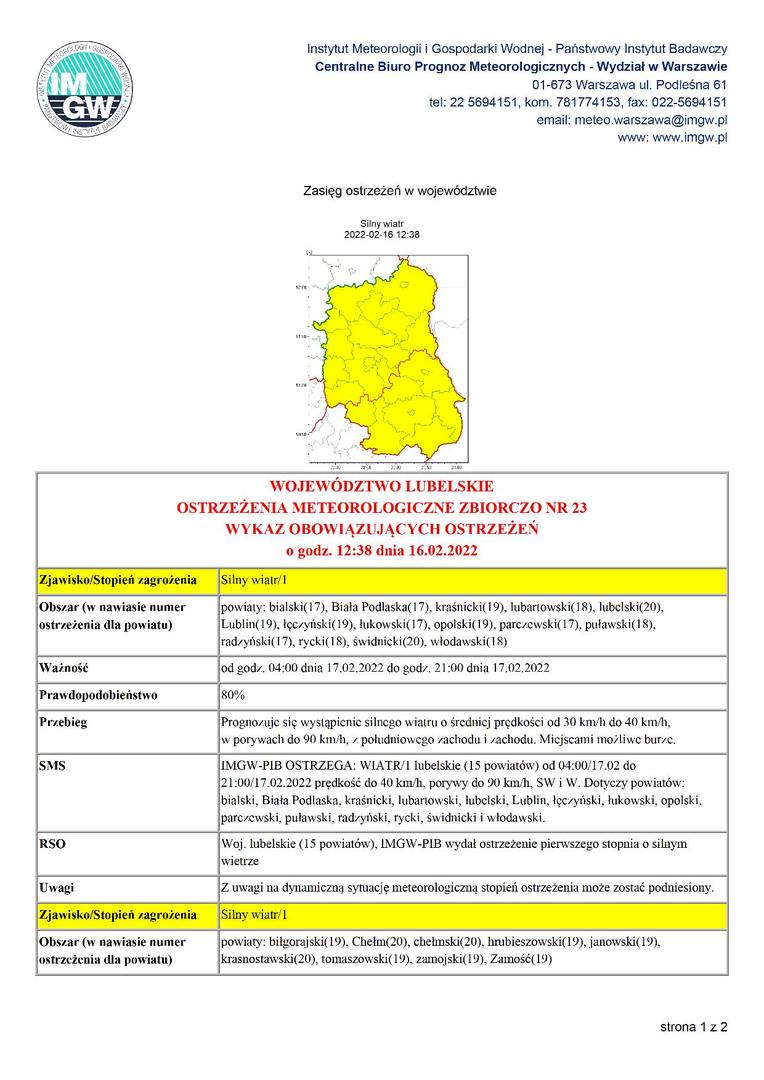 Zdjęcie ostrzeżenia o silnym wietrze