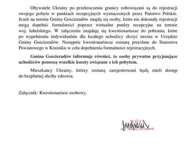 Komunikat Wójta Gminy Gościeradów