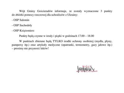 Komunikat Wójta Gminy Gościeradów