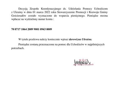 Komunikat Wójta Gminy Gościeradów