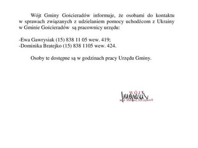 Komunikat Wójta Gminy Goscieradów