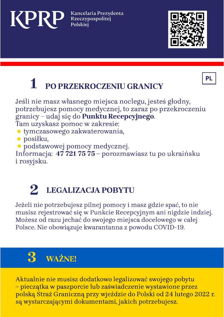 Zdjęcie ulotki informacyjnej dla uchodźców