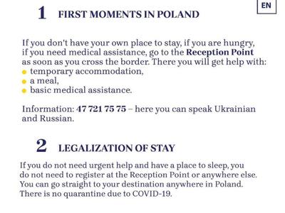 Zdjęcie ulotki informacyjnej dla uchodźców