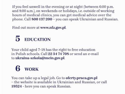 Zdjęcie ulotki informacyjnej dla uchodźców