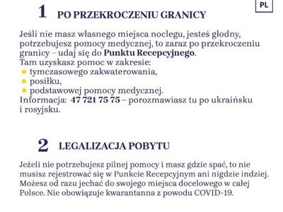 Zdjęcie ulotki informacyjnej dla uchodźców