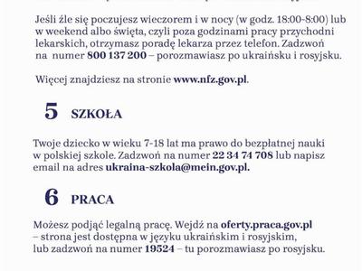 Zdjęcie ulotki informacyjnej dla uchodźców