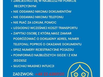 Zdjęcie ulotki przeciwdziałania handlem ludźmi