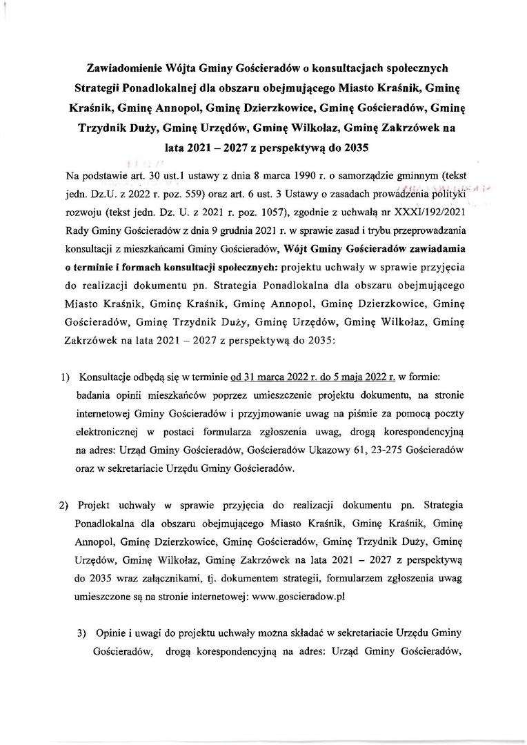 Obraz przedstawiający treść zawiadomienia strona 1