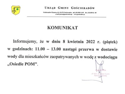 Zdjęcie komunikatu