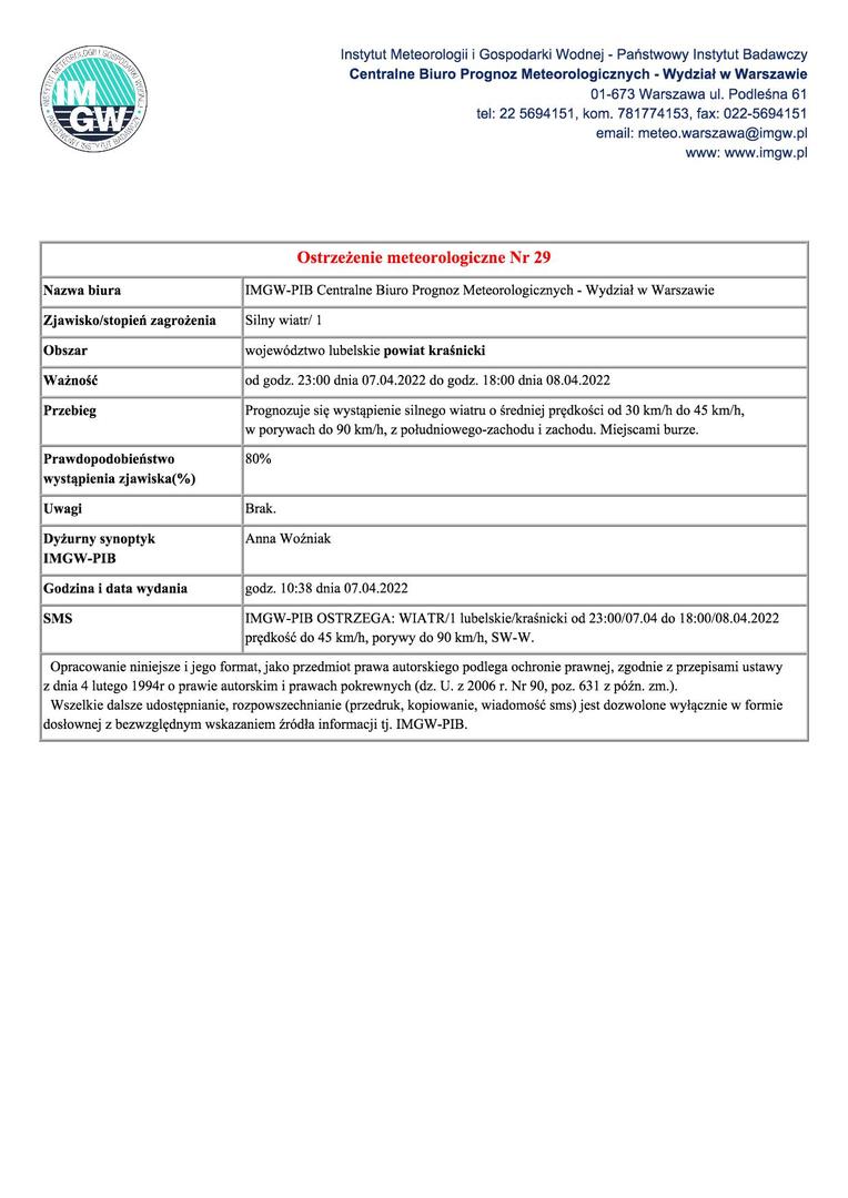 Grafika przedstawiająca treść komunikatu