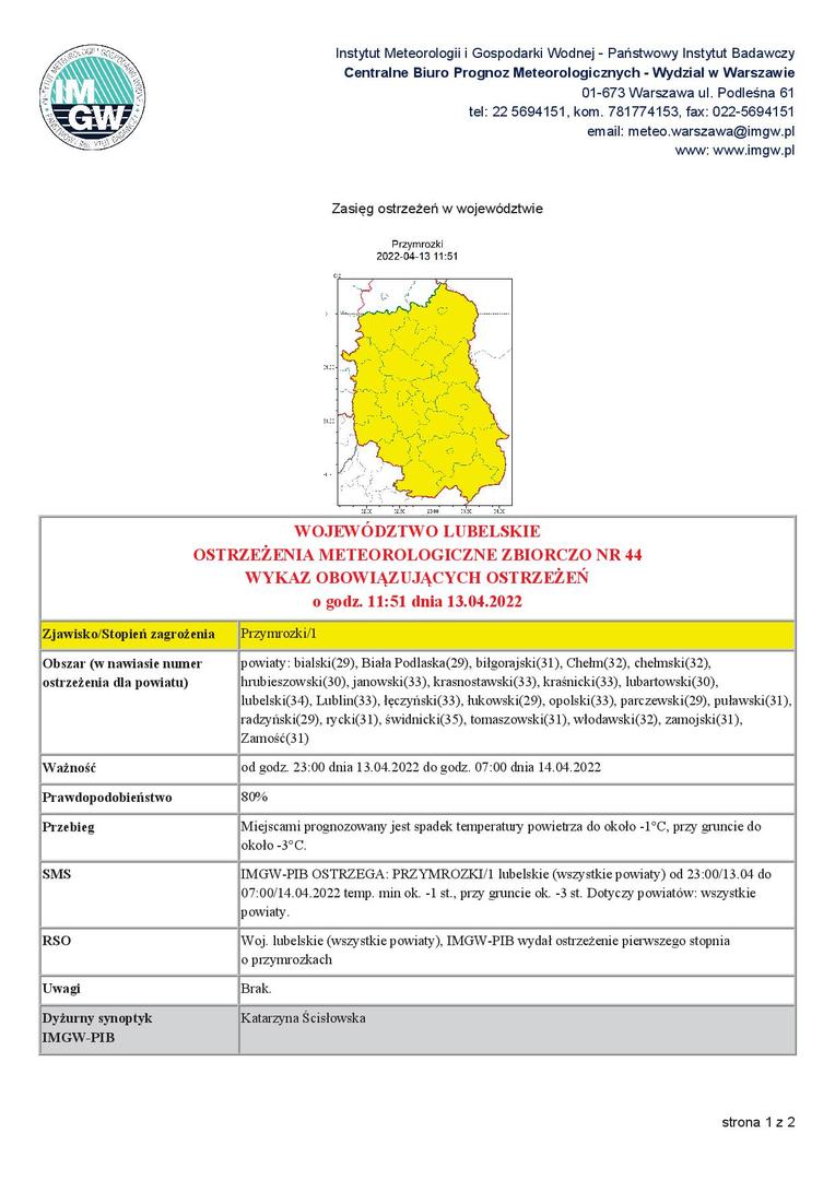 Grafika przedstawiajaca treść komunikatu srona 1