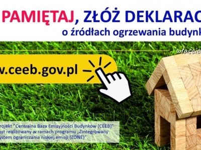 Plakat przypominający o konieczności złożenia deklaracji o źródłach ogrzewania budynków