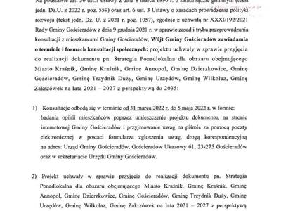 Zdjęcie zawiadomienia Wójta Gminy Gościeradów