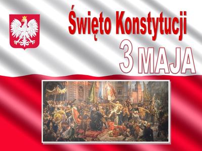 Zdjęcie flagi, godła i uchwalenia Konstytucji Polski