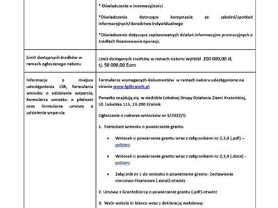 Zdjęcie ogłoszenia nr 5/2022/G w ramach naboru wniosków o powierzenie grantu