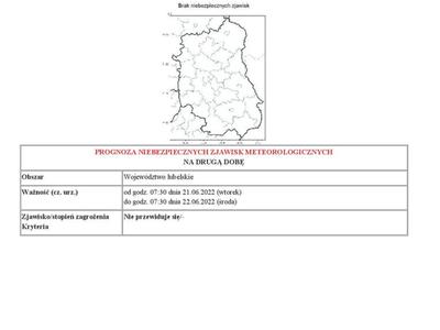 Grafika zawierająca treść ostrzeżenia - dzień 2