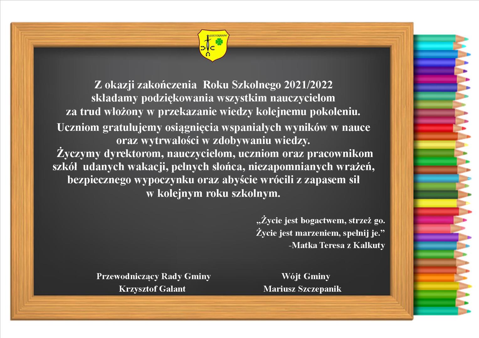Zdjęcie tablicy z życzeniami