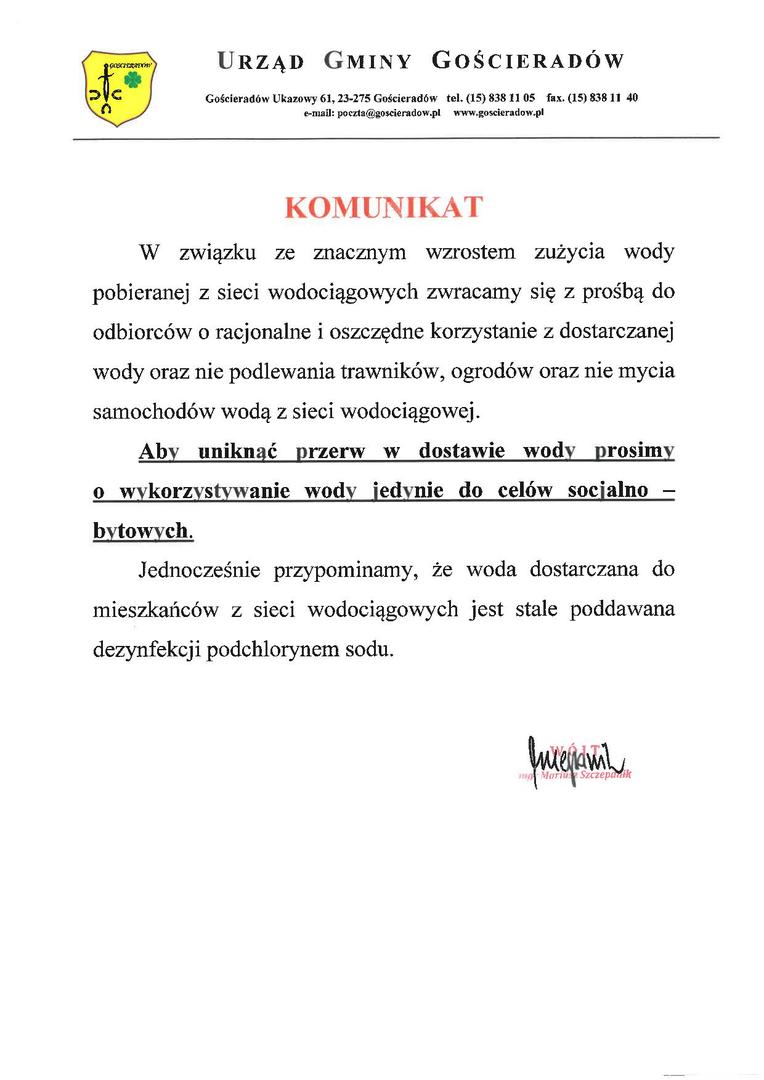 Zdjęcie komunikatu