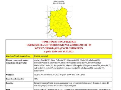 Zdjęcie ostrzeżenia meteorologicznego