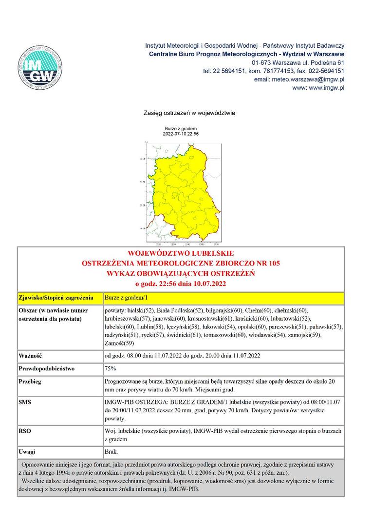 Zdjęcie ostrzeżenia meteorologicznego