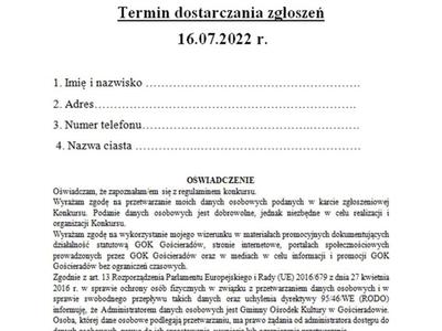 Zdjęcie karty zgłoszeniowej