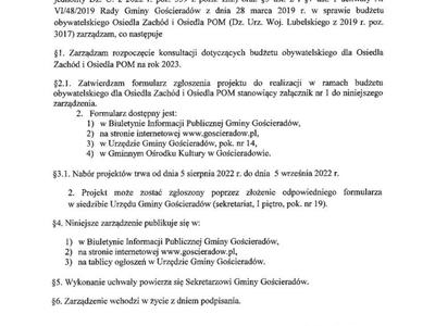 Zdjęcie zarządzenia