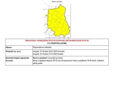 Grafika przedstawiajaca prognozę na pierwszy dzień